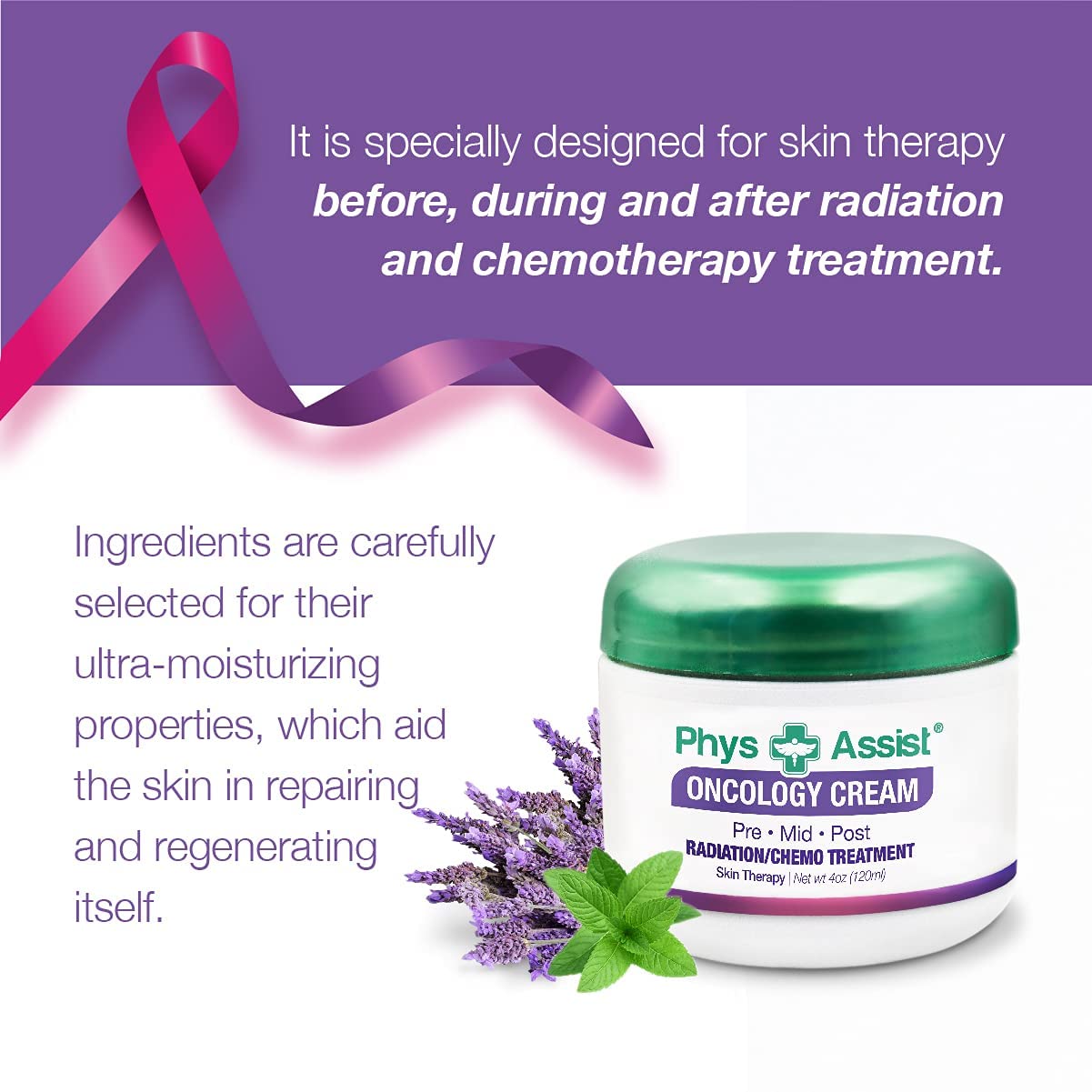 PhysAssist Oncology Cream 4 oz plus Lip Balm. Hydrates and Pampers Stressed skin. Made with a blend of natural Botanicals. Clinically Tested, Non Irritant. : Beauty & Personal Care