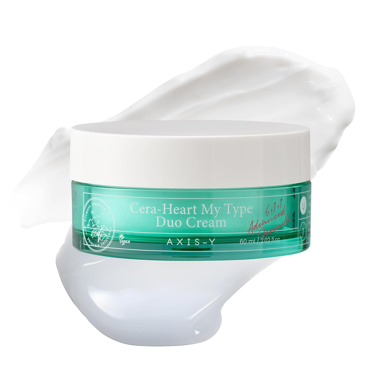 Axis-Y Cera-Heart My Type Duo Cream With Heartleaf & Ceramide - Redness Relief & Moisture Skin Barrier Repair - Vegan Korean Skin Care Moisturizer Face Cream - 2.02 Fl. Oz