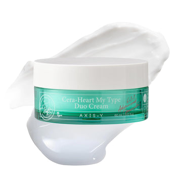 Axis-Y Cera-Heart My Type Duo Cream With Heartleaf & Ceramide - Redness Relief & Moisture Skin Barrier Repair - Vegan Korean Skin Care Moisturizer Face Cream - 2.02 Fl. Oz