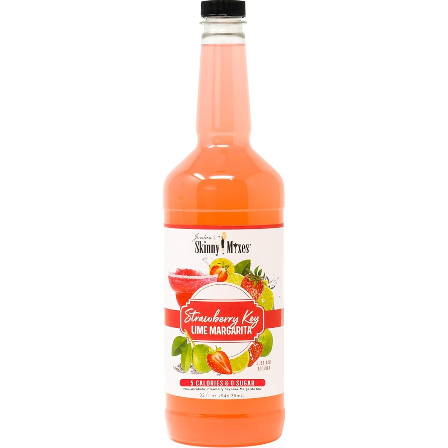 Jordan'S Skinny Mixes Sugar Free Strawberry Key Lime Margarita Mix, Flavored Cocktail Mixer For Drinks, Marg Drink Flavoring For Cocktails & Mocktails, Low Calorie, Keto Friendly, 32 Fl Oz, 1 Pack