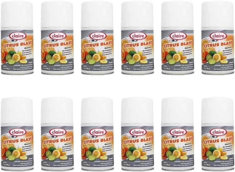 Claire CL112-12pk Citrus Blast Metered Air Freshener; 7 Oz. Net Wt. , 12 Count