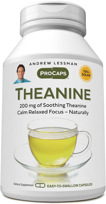 Andrew Lessman Theanine 200 Mg - 180 Capsules - Promotes The Production Of The Neurotransmitters Dopamine And Serotonin. Natural Calm, Relaxed Focus Without Drowsiness. Easy-To-Swallow Capsules