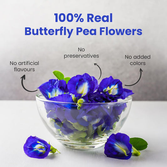 Blue Tea - Butterfly Pea Flower Tea - 100 Count - Plant Based Tea Bags || Anti-Oxidant Rich || Farm Fresh - Flower Based - Caffeine Free - Vegan - Gluten Free - Non-Bitter | Ziplock Pouch