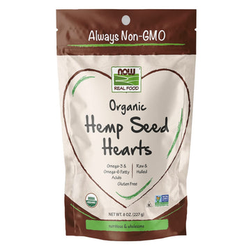 NOW Foods, Organic Hemp Seed Hearts, High in Protein and Iron, with Omega-3 and Omega-6 Fatty Acids, Raw and Hulled, 8-Ounce (Packaging May Vary)