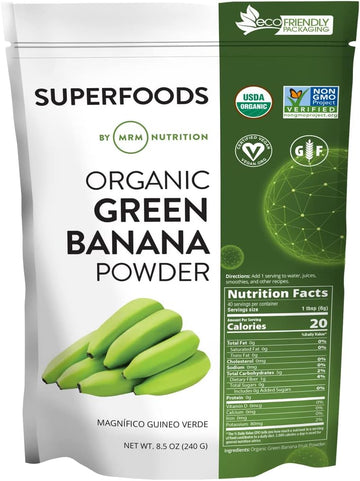 Mrm Nutrition Organic Green Banana Powder | Superfoods | High-Fiber | Flour Alternative | Prebiotic Fiber | 40 Servings