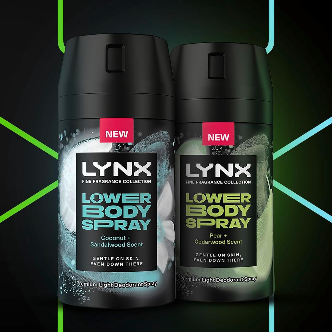 Lynx Fine Fragrance Collection Coconut + Sandalwood Lower Body Spray premium light deodorant spray for 72 hours of freshness 100 ml (Pack of 2) : Amazon.co.uk: Beauty