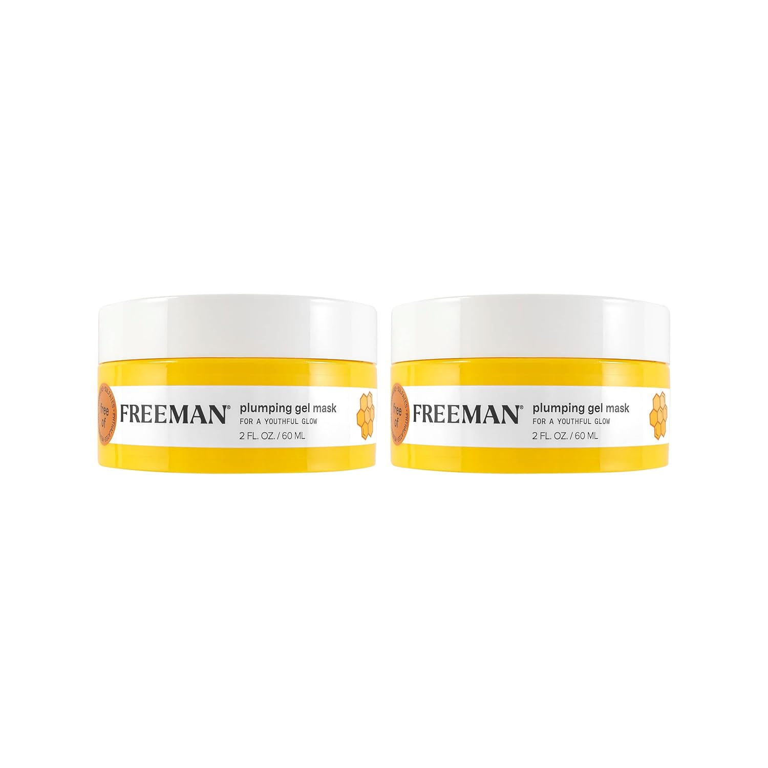 Freeman Plumping Manuka Honey Gel Facial Mask, Niacinamide & Honey, Plumping & Nourishing, Unclogs Pores, Moisturizes Skin For Healthy Glow, Vegan & Cruelty Free, 2 Fl.Oz./60 Ml Jar, 2 Count