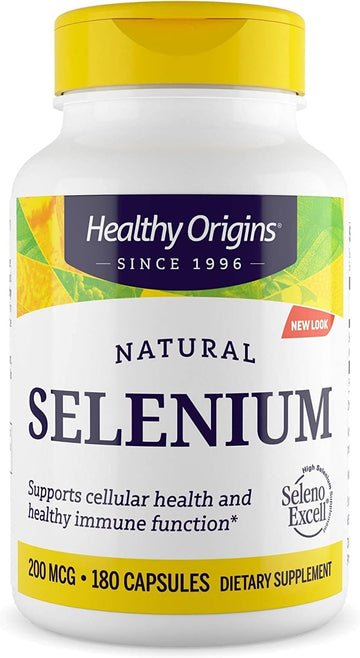 Healthy Origins Seleno Excell Selenium, 200 mcg - Selenium Supplement for Bladder Support - Selenium Pill for Immune System and Cellular Health - Trace Mineral Supplement - 180 Capsules
