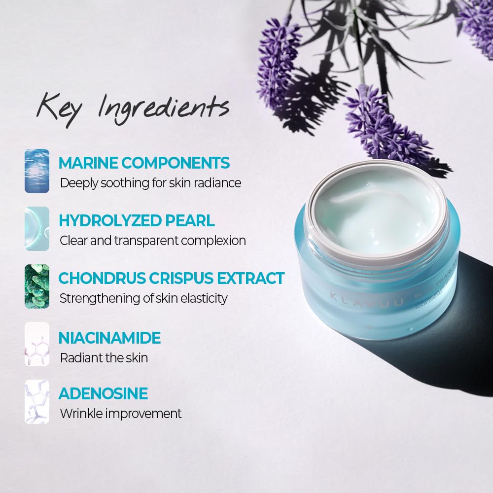 Blue Pearlsation One Day 8 Cups Aqua Cream–Cooling Effect & Light Weight Texture, Hypoallergenic Soothing & Wrinkle Care Cream With Niacinamide, Marine Collagen Formula Korean Skin Care–1.69 Floz : Beauty & Personal Care