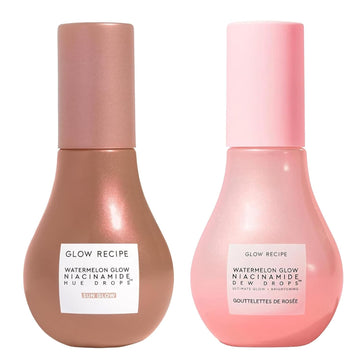 Glow Recipe Niacinamide Hue Drops Tinted Serum + Glow Drops To Bronze, Brighten & Hydrate (40Ml) + Niacinamide Dew Drops Facial Serum & Illuminating Makeup Primer For Glowing Skin (40Ml)