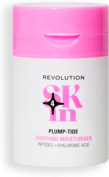 Revolution Skin, Plump-Tide Peptide & Hyaluronic Acid Soothing Moisturiser, Calming Face Cream, Vegan & Cruelty-Free, 50Ml