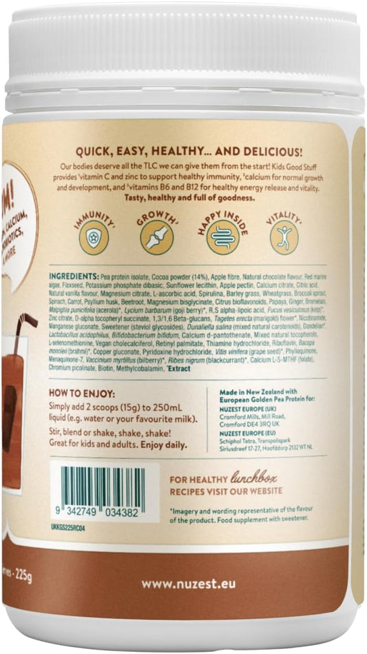 Nuzest - Kids Good Stuff - Vegan Smoothie Mix - Wild Strawberry - Multivitamin Nutritional Supplement For Children - Dairy Free 225G (15 Servings)