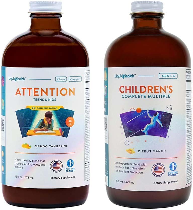 Liquidhealth Children'S Attention & Focus Liquid Vitamin Bundle With Children'S Complete Multiple, Attention Teens & Kids Supplement - Liquid Vitamins For Kids, Immune Support, Improves Focus, Non-Gmo