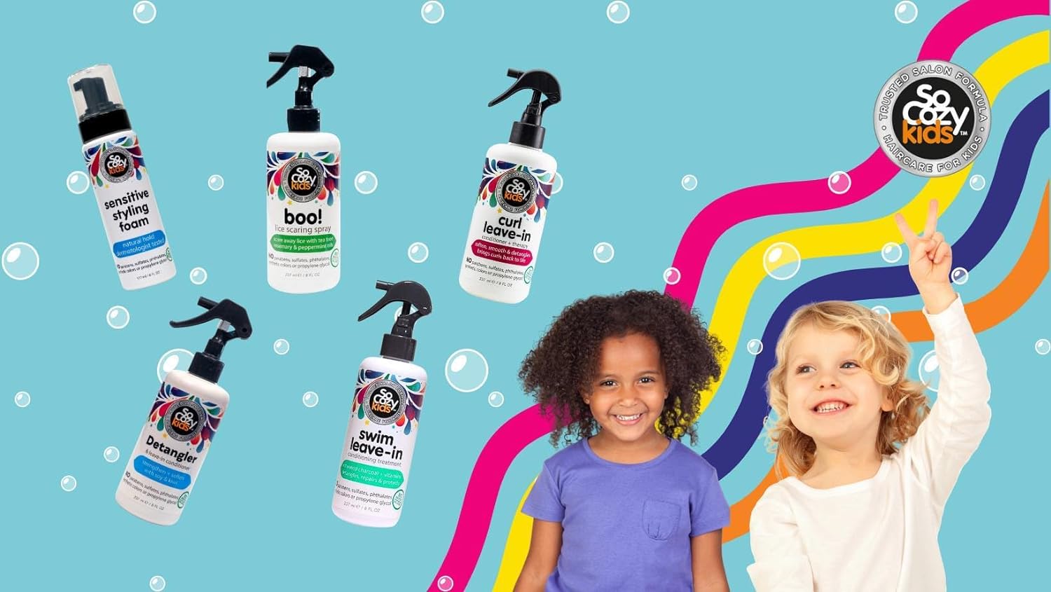 SoCozy Detangler Leave-In Conditioner Spray For Kids Hair Strengthens and Softens, No Parabens, Sulfates, Synthetic Colors or Dyes, 5.2 Fl Oz (580A) : Beauty & Personal Care