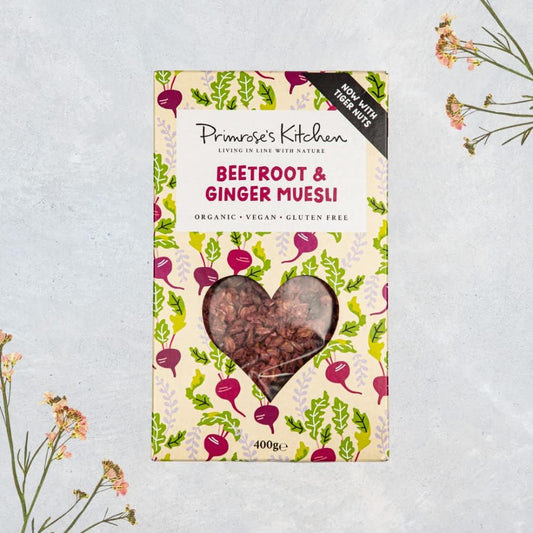 Primrose'S Kitchen - Beetroot & Ginger Muesli - 400G Pack (Case Of 6) Organic, Vegan And Gluten Free. Now With Tiger Nuts Packed With Nutrients. Handcrafted In The Uk With British Ingredients