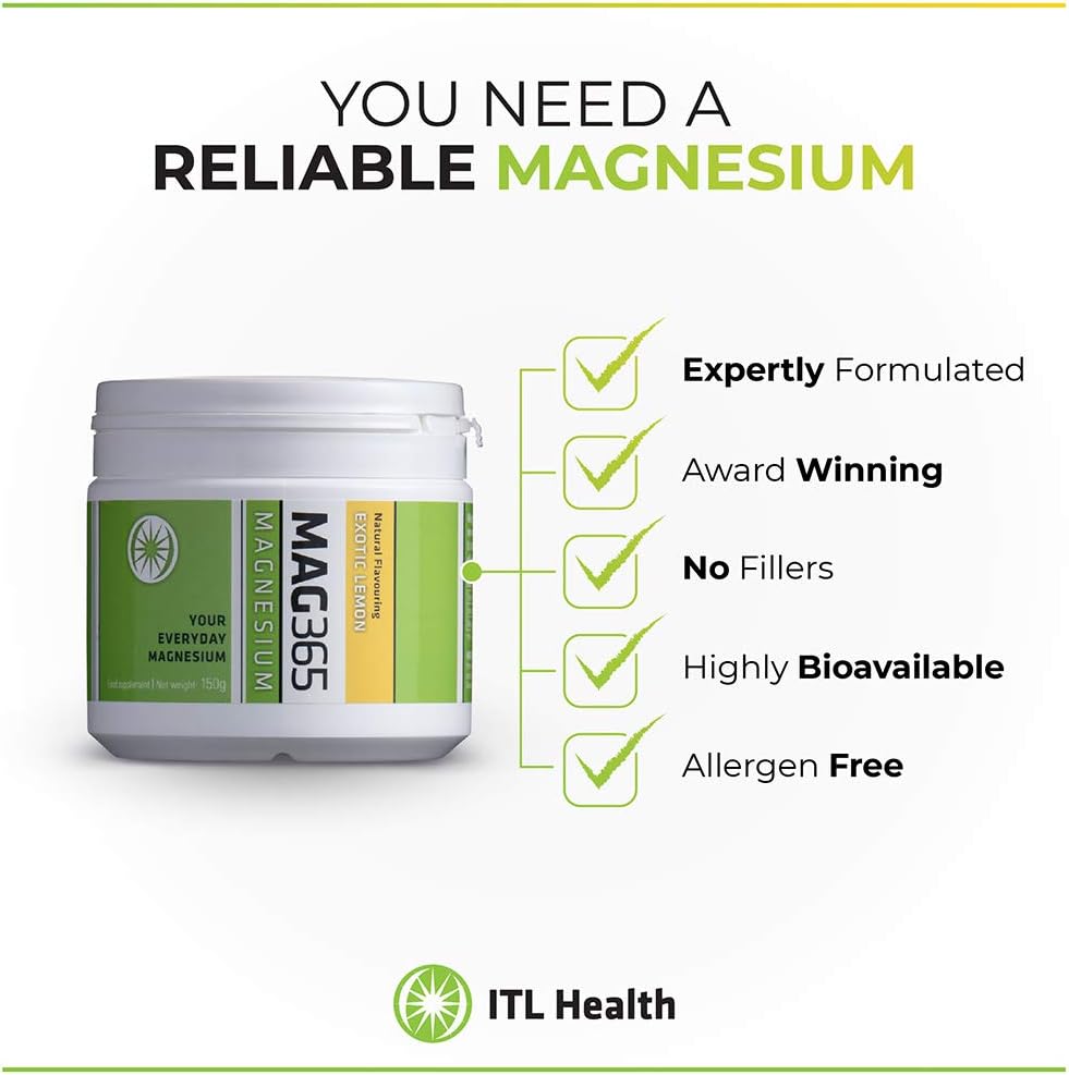 MAG365 Magnesium with Exotic Lemon Food Supplement, 150 g : Amazon.co.uk: Health & Personal Care