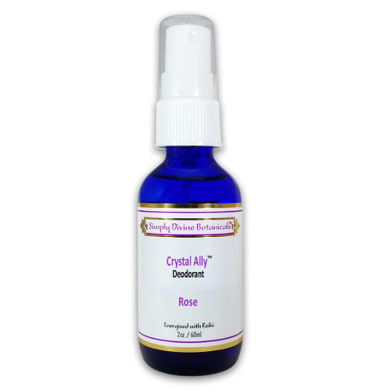Simply Divine Botanicals Crystal Ally Natural Deodorant Spray With Essential Oils - Rose, 2 Oz
