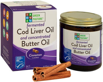 Green Pasture Butter Oil/Fermented Cod Liver Oil Blended Gel - 6.4 Oz.- Vitamin A & D- Epa - Dha - Omega Fatty Acids (Cinnamon) (Cinnamon)