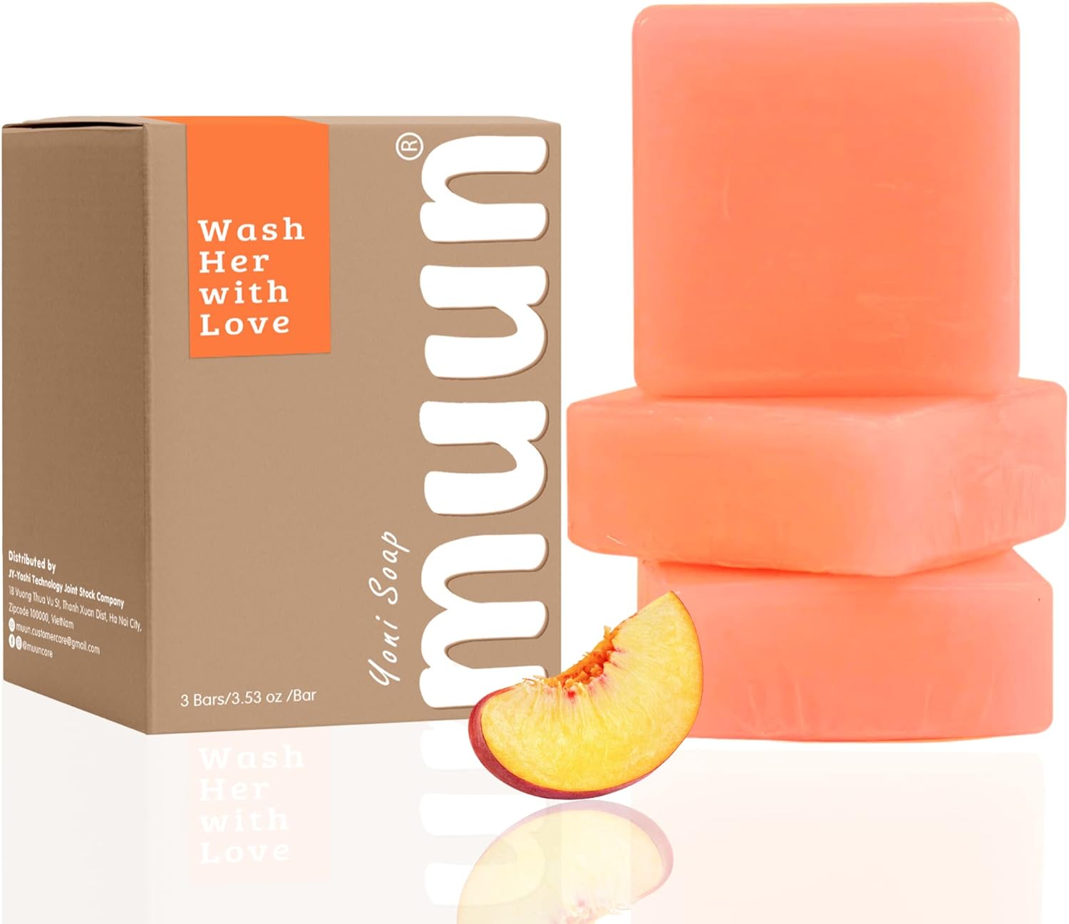 Muun Yoni Soap Bar - Pack 3 Peach Ph Balance Probiotics & Natural Ingredients - Gentle Cleansing Formula Eliminates Odor Vaginal Health - Feminine Wash