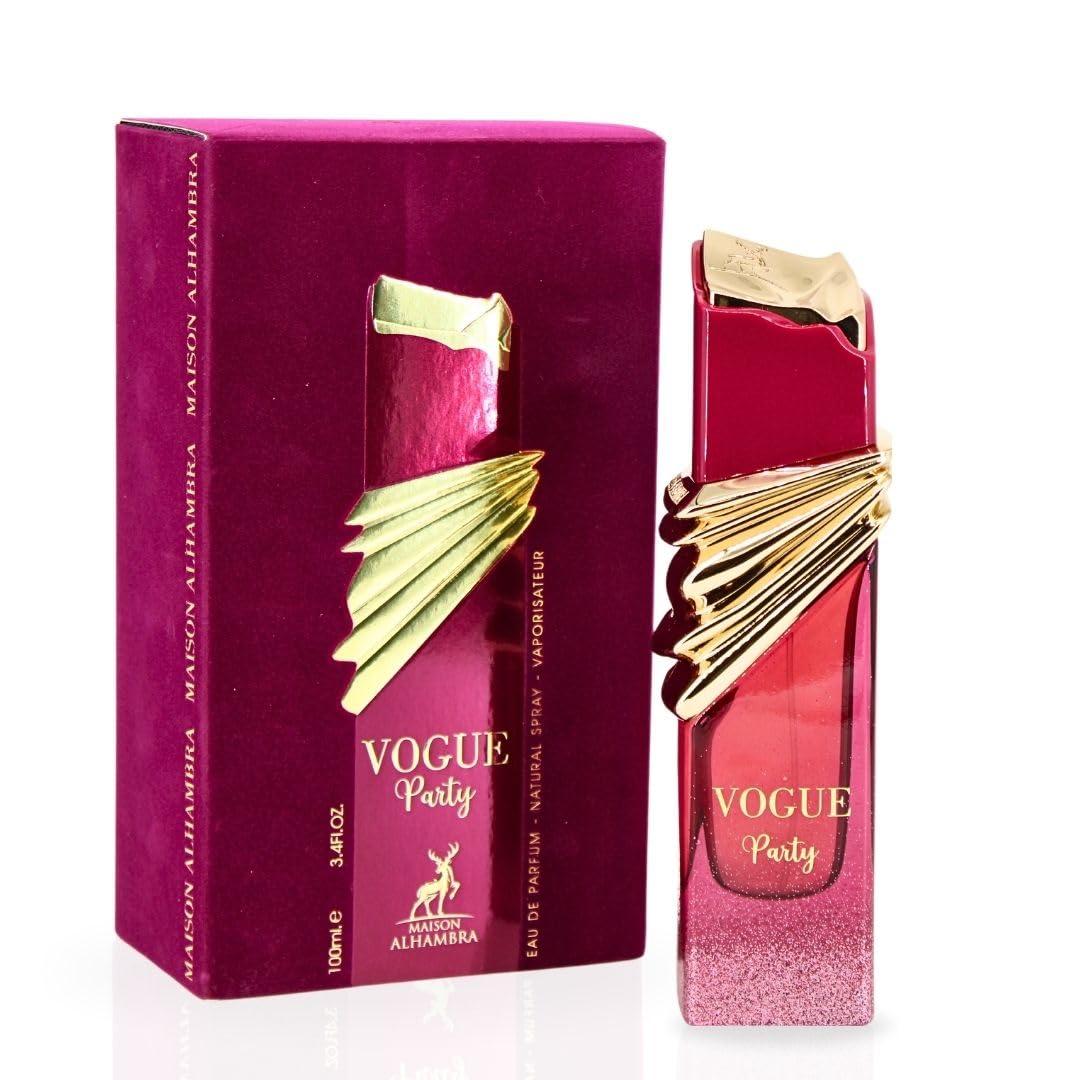 Maison Alhambra Vogue Party Eau De Parfum Spray 100Ml (3.4 Oz) Long Lasting Arabian Perfumes For Women - Sweet, Floral, Inviting Ladies Perfume With Vanilla, Almond And Oakmoss Notes