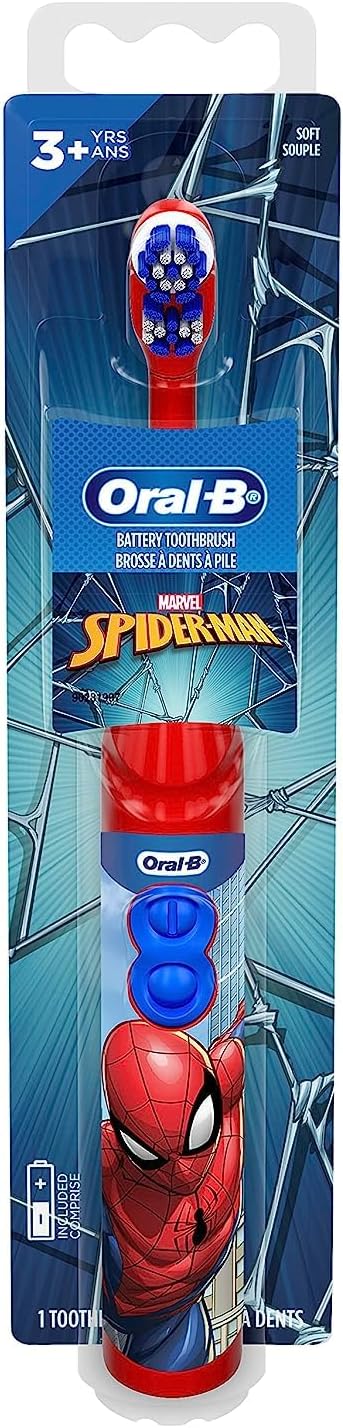 Oral-B Kid'S Battery Toothbrush Featuring Marvel'S Spiderman, Soft Bristles, For Kids 3+