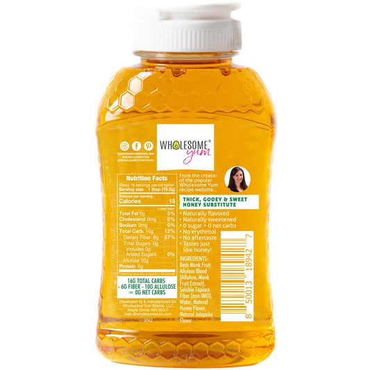 Wholesome Yum Zero Sugar Honey Substitute (Keto Honey) - Spicy Jalapeno Flavor - Natural Sugar Free Honey Alternative With Monk Fruit & Allulose - Zero Net Carbs, Non Gmo, Gluten Free (11 Oz)