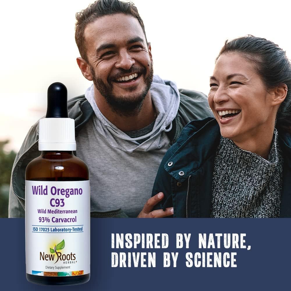 NEW ROOTS HERBAL Wild Oregano C93 (50 ml) Liquid, Highest Natural Carvacrol Concentration|Immune Defense|Mediterranean Source|Alcohol Free, Organic, Non-GMO, Vegan, Gluten Free : Health & Household