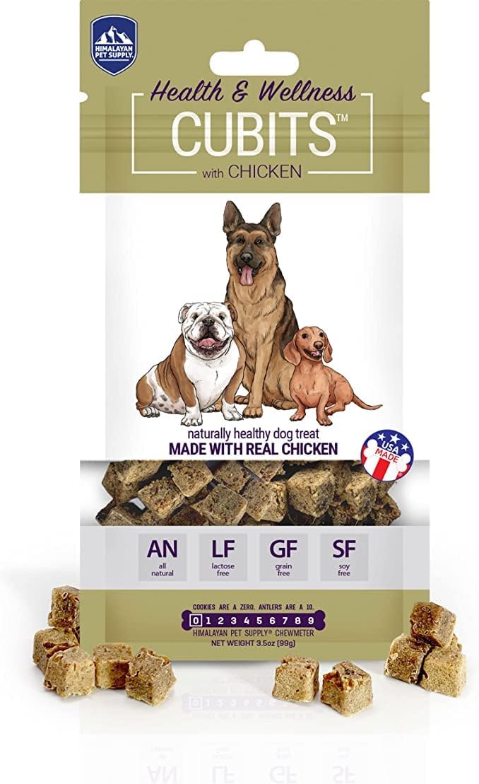 Himalayan Pet Supply Cubits With Chicken | Natural Training Treat | No Crumbs - No Sticky Mess | Gluten - Lactose - Soy - Grain Free | 3.5 Oz Per Pouch