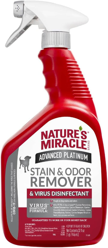 Nature'S Miracle Advanced Platinum Stain And Odor Remover And Virus Disinfectant, 32 Ounces, Disinfects And Cleans