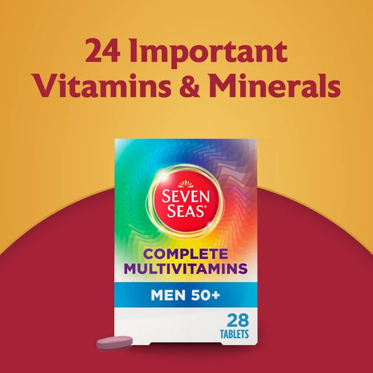 Seven Seas Complete Multivitamins For Men 50+, Energy Release Complex, 28 Tablets Tailored For Daily Health Maintenance, Vitamins & Minerals, 7 Key Benefits, Blend With Vitamin B6 & B12, D & Zinc