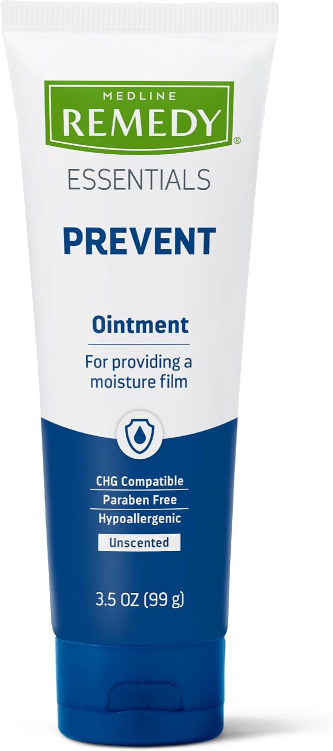 Medline Remedy Essentials Ointment (3.5 oz Tube), 12 Count, Unscented, Moisturizing Breathable Film, Aloe, Vitamins A, D & E, Soothing Incontinence Care for Adults, Hypoallergenic, Paraben Free