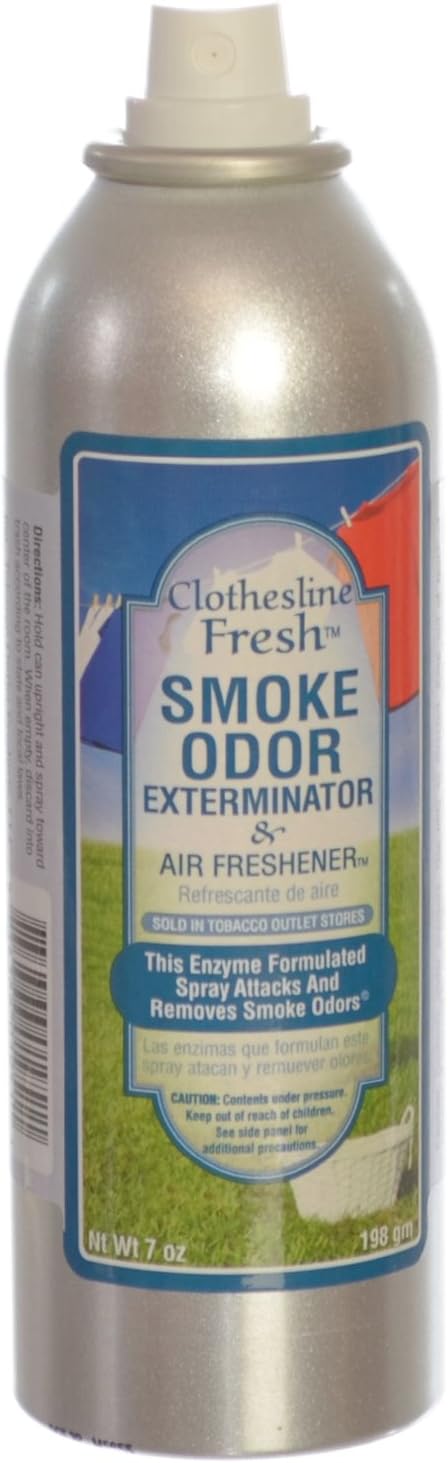 Smoke Odor Exterminator Removes Cigar/Cigarette/Pipe/Tobacco Smells 7oz Spray Air Freshener, Clothesline Fresh (6-Pack) : Health & Household