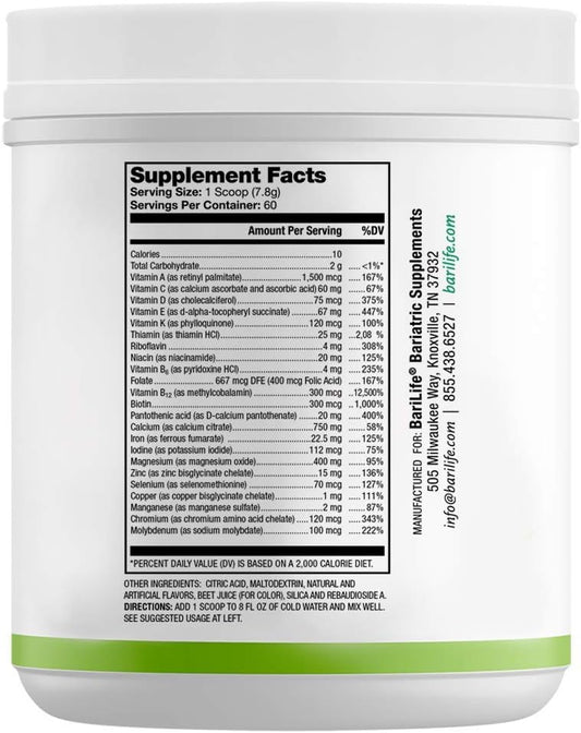 Bari Life Complete Bariatric Multivitamin Powder w/Calcium Citrate and Iron (Watermelon, 60)