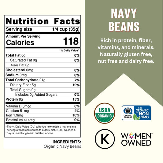 Mountain High Organics Inc. Certified Organic Navy Beans 6G Bucket (40LBS)