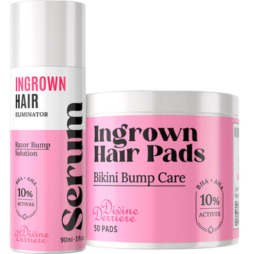 Divine Derriere Save 10% On Ingrown Hair And Razor Bumps Minimizer Duo – After Shave Repair Serum For Ingrowns And Razor Burns Roll-On With Razor Bump Stopper Pads