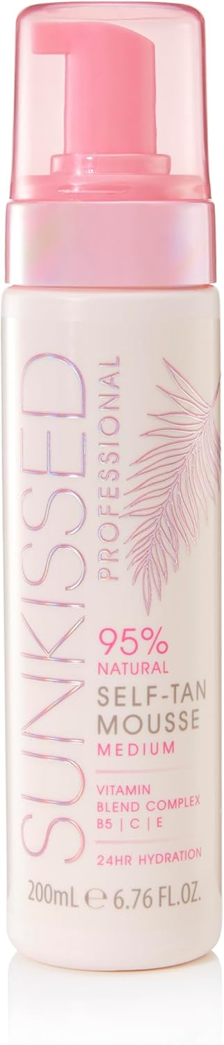 Sunkissed Professional Self Tan Mousse 200Ml - Medium - Vitamin Blend Complex B5, C, E - 24Hr Hydration