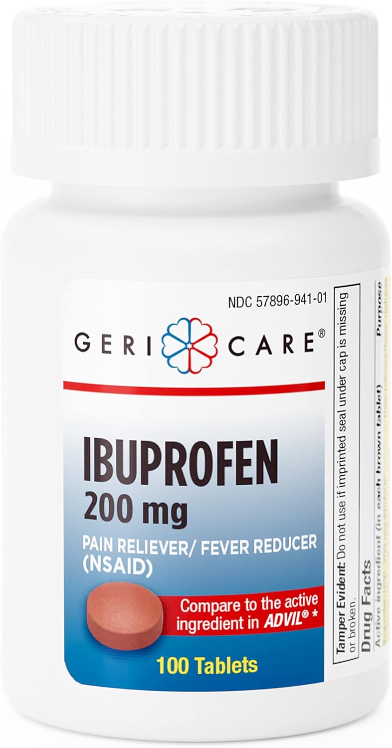Gericare Ibuprofen 200Mg, Pain Reliever, Fever Reducer, Relieves Body Aches, 100 Count (Pack Of 1)