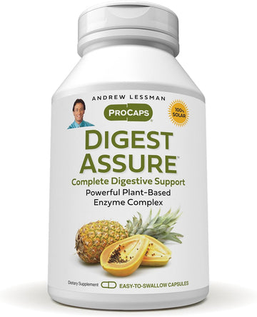Andrew Lessman Digest Assure 60 Capsules - Comprehensive Blend Of Powerful Natural Enzymes To Support And Enhance Digestive Health, Vegetarian-Sourced Enzymes, Small Easy To Swallow Capsules