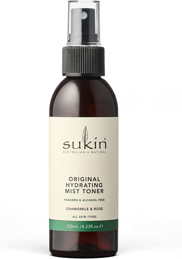 Sukin Signature Hydrating Mist Toner 125Ml - Alcohol Free With Chamomile & Rosewater, Cruelty Free & Vegan Friendly - Soothes, Purifies & Cools Tired Skin