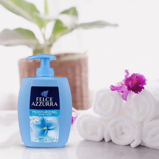 Felce Azzurra White Musk - Delicate Essence Liquid Soap - Rich In Ingredients That Moisturises The Skin And Pampers The Senses - Cleanses Gently And Respects The Natural Balance Of The Skin - 10.14 Oz