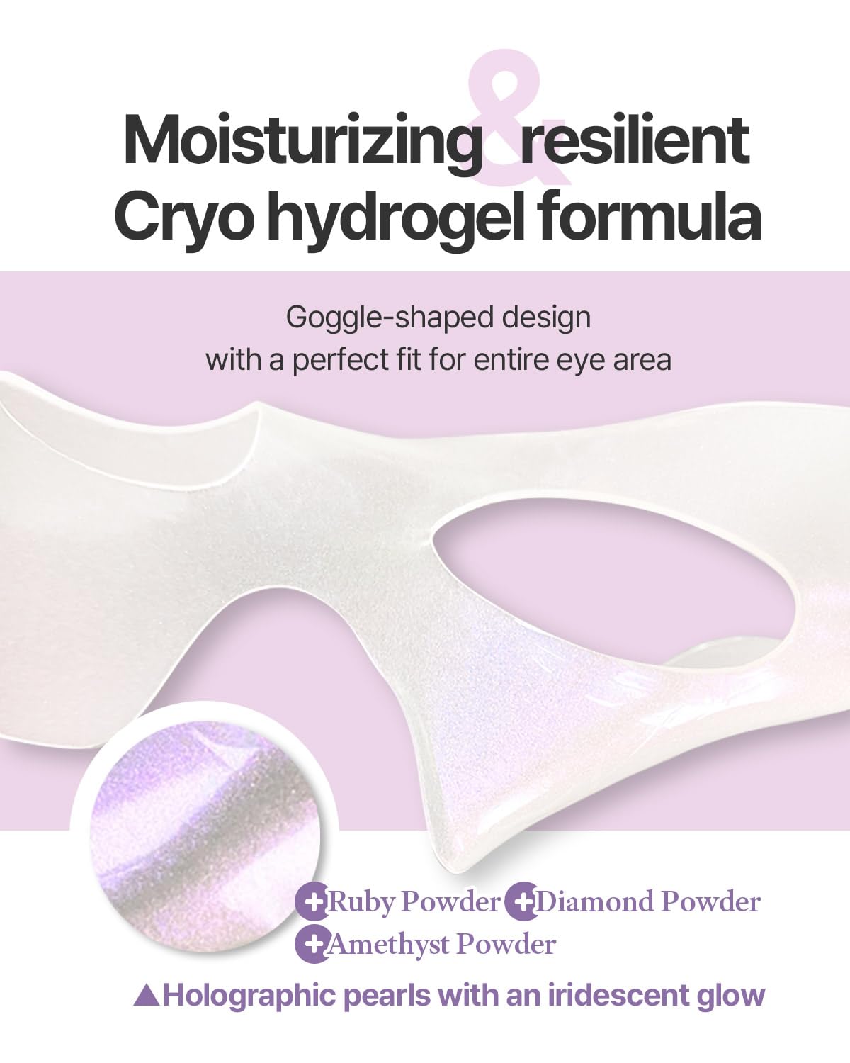 Petitfee Aura Quartz Hydrogel Eye Zone Mask 5Ea (9G*5) - Lavender Eye Mask For Entire Eye Area, Instant Cooling, Eye Puffiness, Morning Quick Eye Care, Rejuvenating Tired Eye Area, Brighten Under Eye