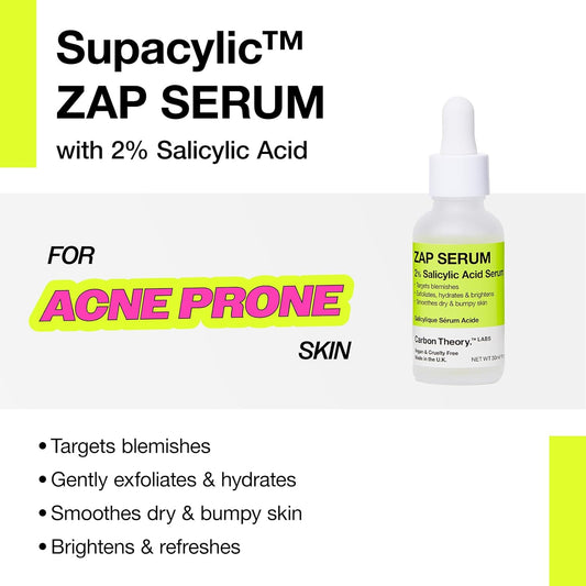 Carbon Theory Supacylic Face Serum - Serum - Targets Blemishes, Dry Skin - Spot Treatment & Blemish Treatment - Vegan Facial Exfoliator Serum - 30Ml