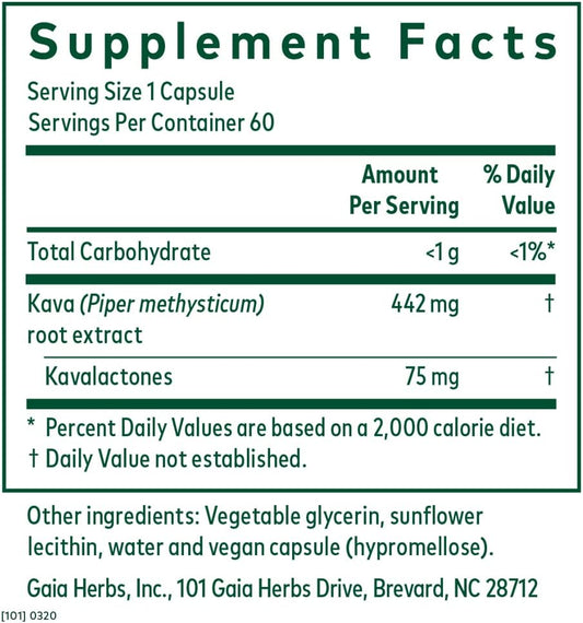 Gaia Herbs (Professional Solutions Kava Kava 60 VegiCaps : Health & Household