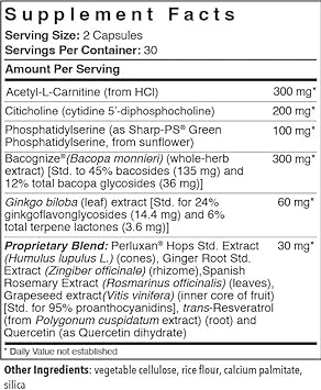 Patient One Neuroone | Supplement To Support Memory, Cognition, Mood And Focus* | With Citicoline, Acetyl-L-Carnitine, Gingko And More | 60 Capsules