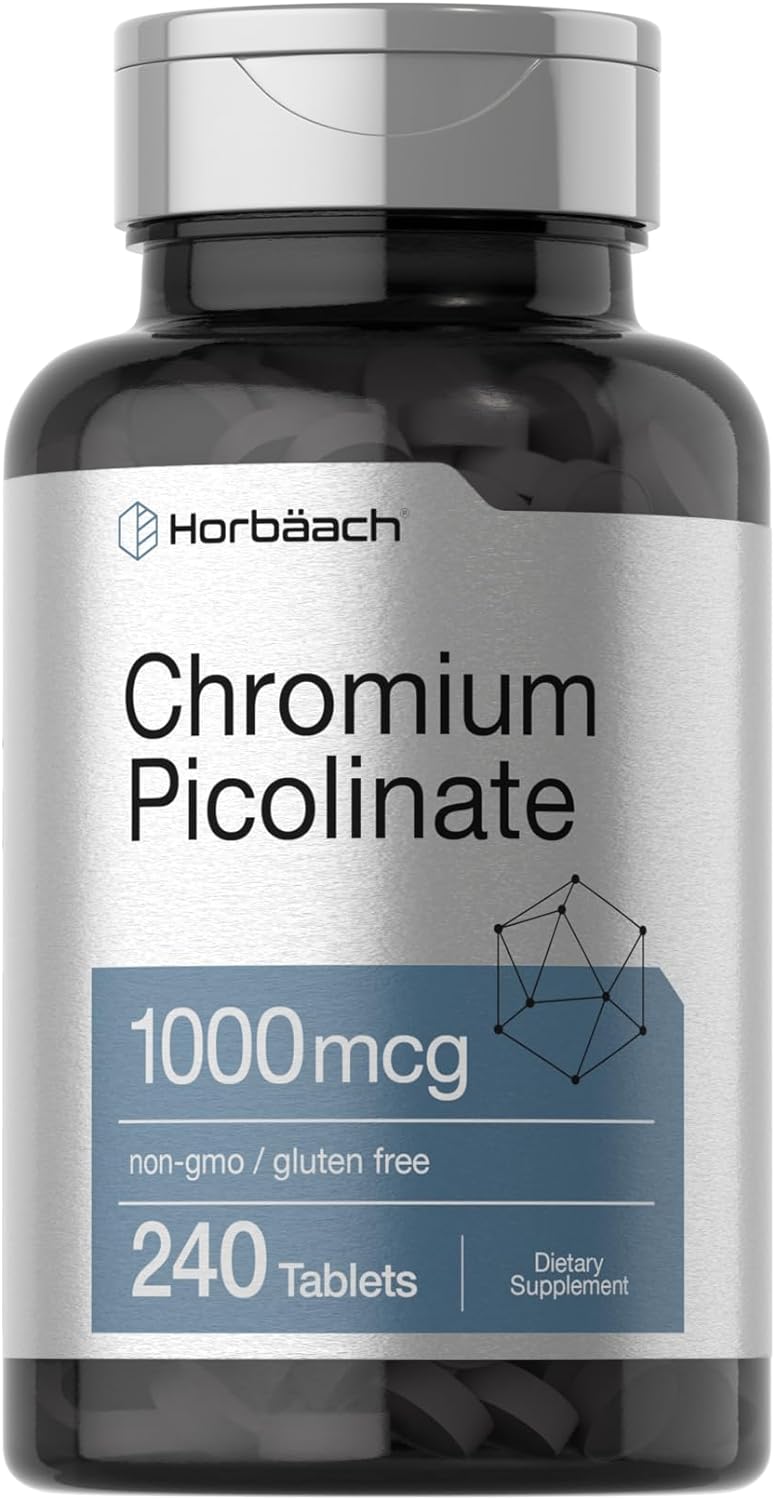 Horbaach Chromium Picolinate 1000mcg | 240 Tablets | Vegetarian Formula | Non-GMO, Gluten Free Supplement