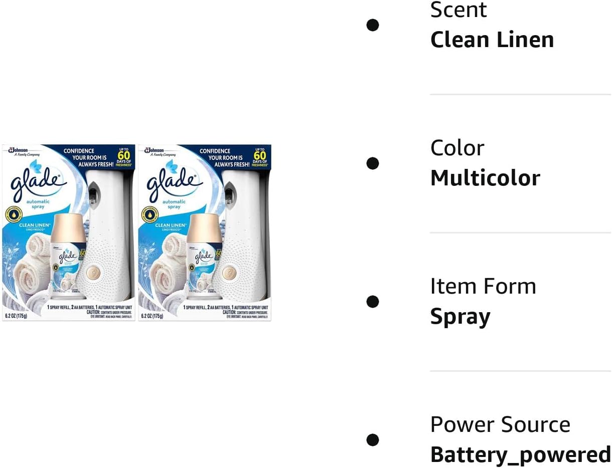 Glade Automatic Spray Starter Kit - Clean Linen - 6.2 oz - 2 pk : Health & Household