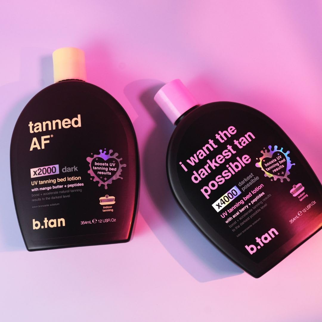 b.tan UV Tanning Bed Lotion | I Want The Darkest Tan Possible - x4000 Tan Intensifiers, Indoor & Outdoor Tan Accelerator, Best Browning Lotion, 12 Fl Oz : Beauty & Personal Care