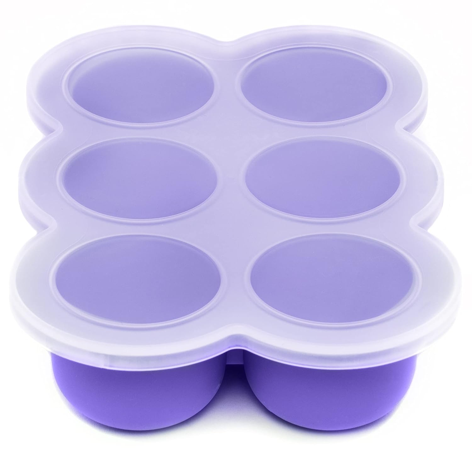 WeeSprout Silicone Freezer Tray with Clip on Lid Perfect Food Storage Container for Homemade Baby Food, Vegetable, Fruit Purees, and Breast Milk (Bright Purple, Six 3 Ounce Sections)