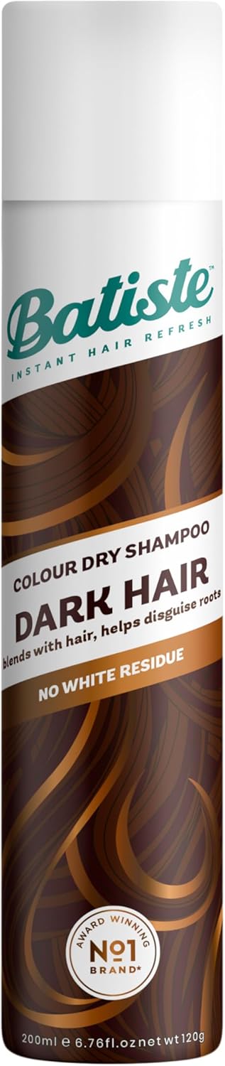 Batiste Dry Shampoo In Divine Dark With A Hint Of Colour 350Ml, Designed For Brunettes, No Rinse Spray To Refresh Hair In Between Washes, No White Residue For Dark Hair