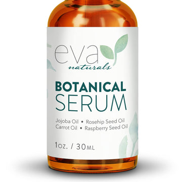 Botanical Anti-Aging Serum for Face – All Natural, Plant-Based Facial Serum + Organic Jojoba Oil, Rosehip Seed Oil, and Vitamin E Oil for Skin Plumps, Protects, Restores by Eva Naturals, 30 ml